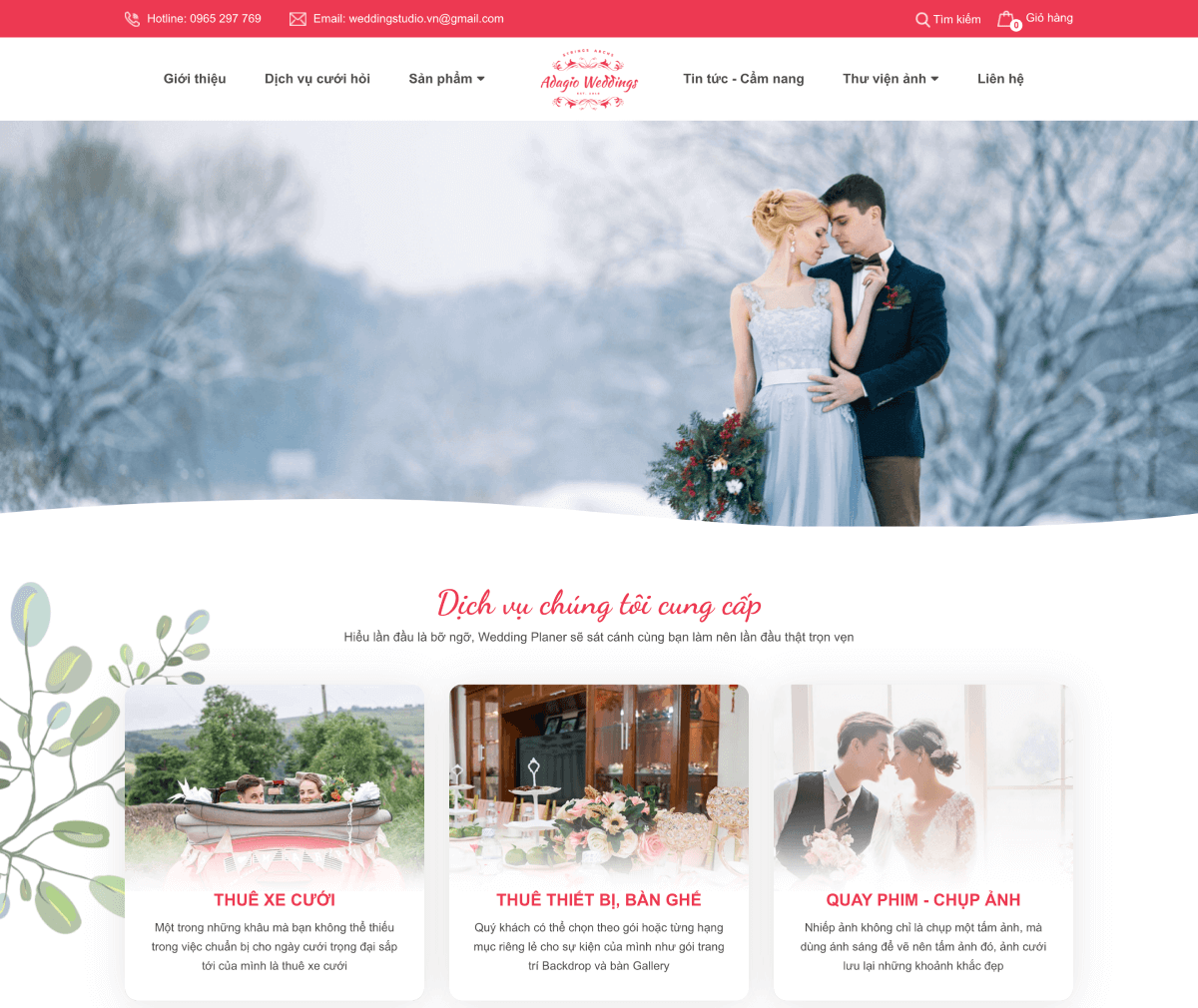 Thiết kế website studio, ảnh viện áo cưới